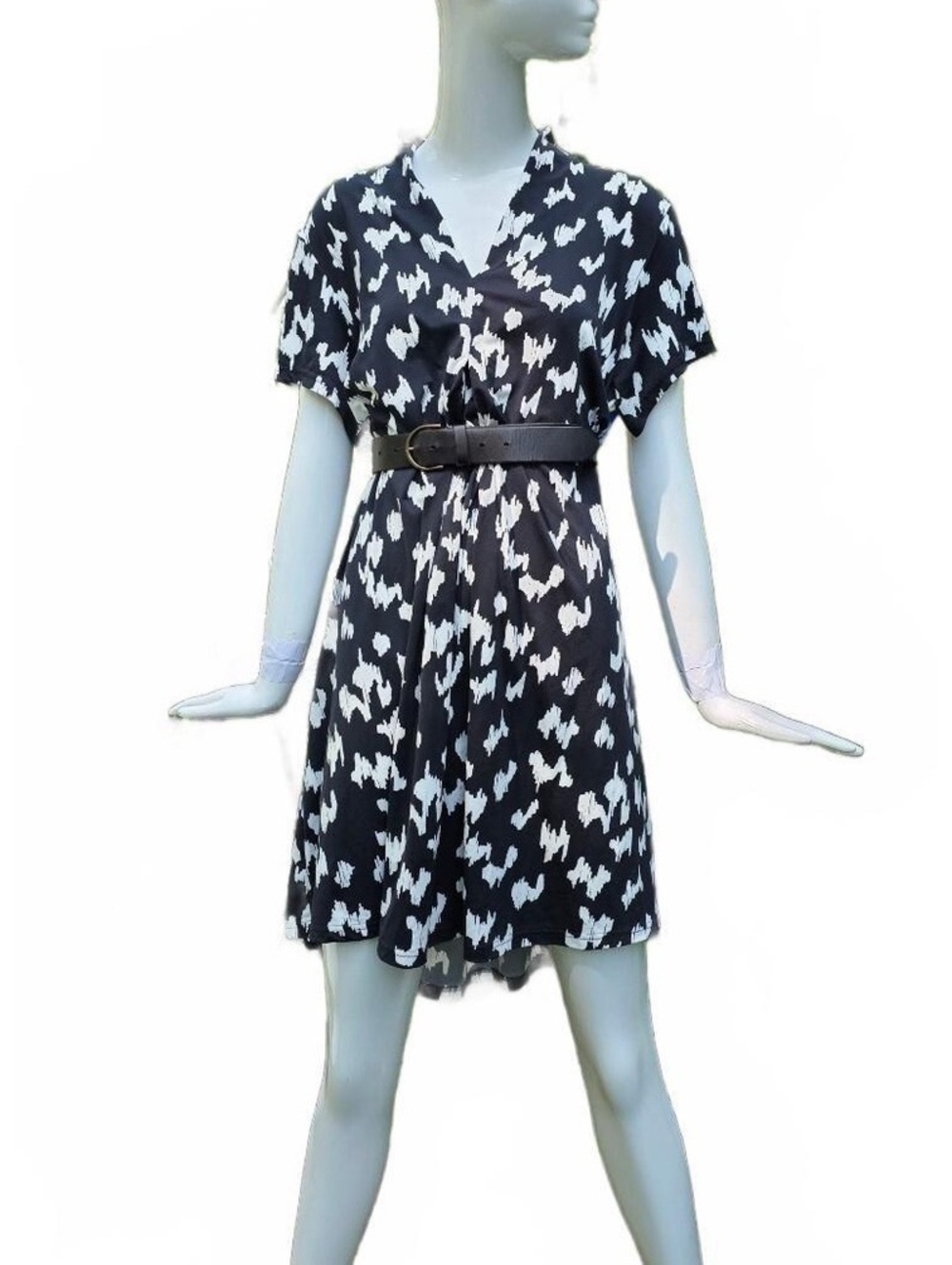 Gilmour Dalmatiam Print Pocket Dress XL Poly l A-line Swing Dress